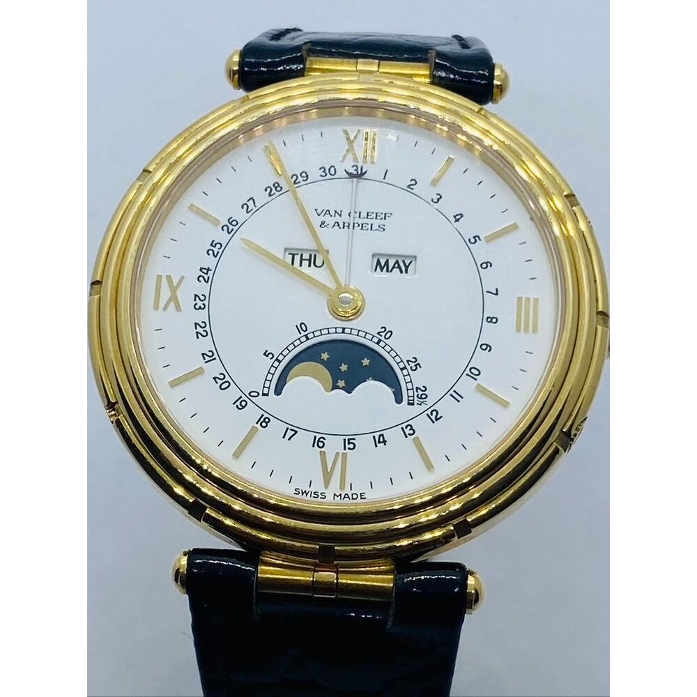Van Cleef & Arpels 'La Collection' 18K 750 Gold Moon phase Calendar 35mm Watch